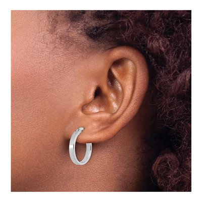14K White Gold 20mm Hoop Earrings – view 4