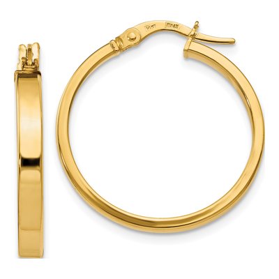 14K Yellow Gold 25mm Hoop Earrings