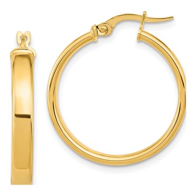 14K Yellow Gold 25mm Hoop Earrings