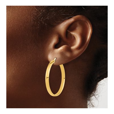 14K Yellow Gold 35mm Hoop Earrings – view 4