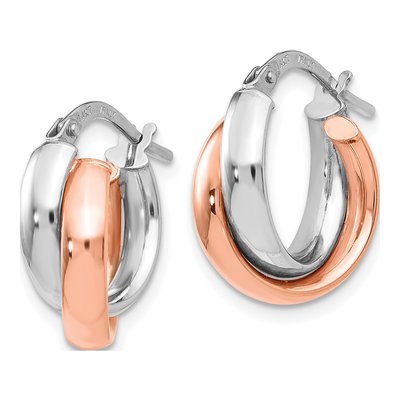 14K Two-Tone Gold Hollow Hoop Earrings – view 3
