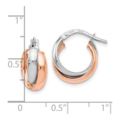 14K Two-Tone Gold Hollow Hoop Earrings – view 5