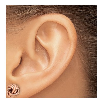 14K Yellow Gold Love Knot Button Stud Earrings – view 4