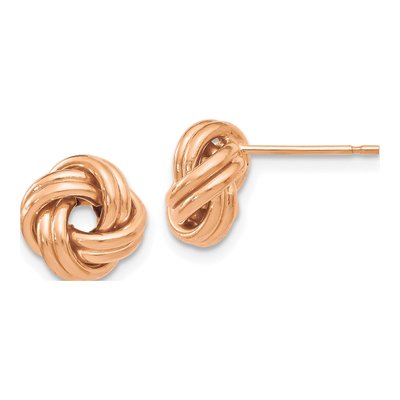 14K Yellow Gold Love Knot Button Stud Earrings