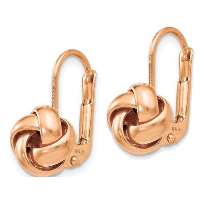 14K Yellow Gold Love Knot Leverback Earrings – view 3