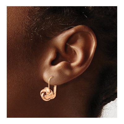 14K Yellow Gold Love Knot Leverback Earrings – view 4
