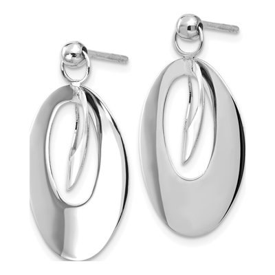 14K White Gold Reversible Oval Dangle Earrings – view 3