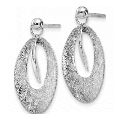 14K White Gold Reversible Oval Dangle Earrings – view 4