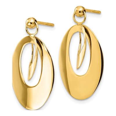 14K Yellow Gold Oval Dangle Earrings – view 3