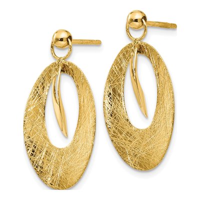 14K Yellow Gold Oval Dangle Earrings – view 4