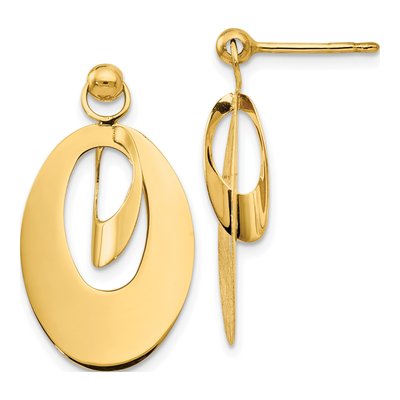 14K Yellow Gold Oval Dangle Earrings – view 6