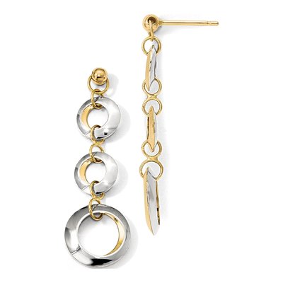 14K Two-Tone Gold Circle Reversible Dangle Earrings – view 3
