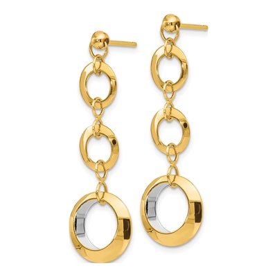 14K Two-Tone Gold Circle Reversible Dangle Earrings – view 4