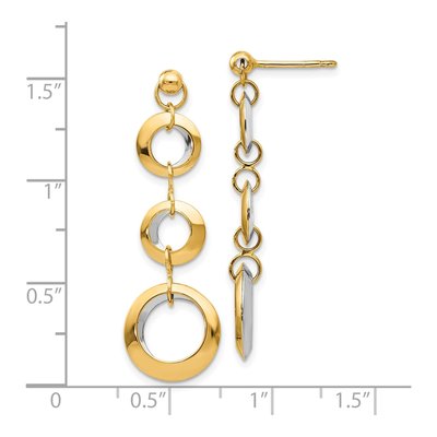 14K Two-Tone Gold Circle Reversible Dangle Earrings – view 5