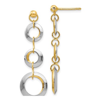 14K Two-Tone Gold Circle Reversible Dangle Earrings – view 6