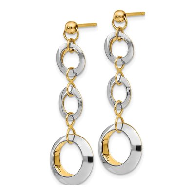 14K Two-Tone Gold Circle Reversible Dangle Earrings – view 7