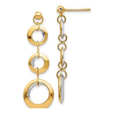 14K Two-Tone Gold Circle Reversible Dangle Earrings