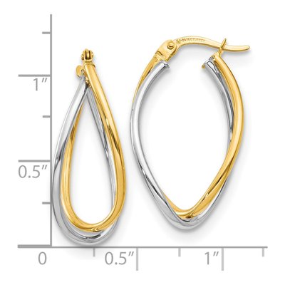 14K Two-Tone Gold Twisted Hoop Earrings – view 5