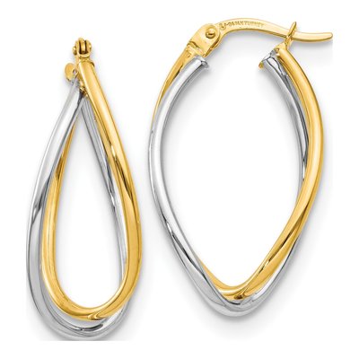 14K Two-Tone Gold Twisted Hoop Earrings