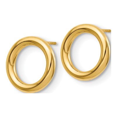 14K Yellow Gold Circle Dangle Earrings – view 3