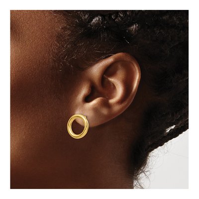 14K Yellow Gold Circle Dangle Earrings – view 4