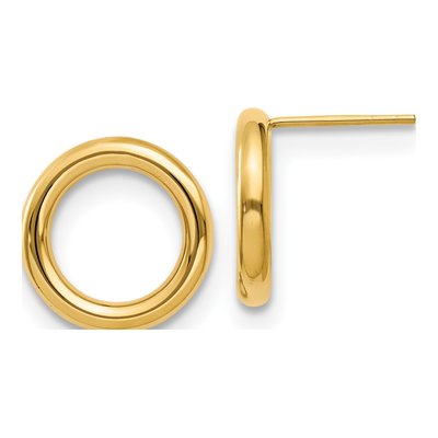 14K Yellow Gold Circle Dangle Earrings