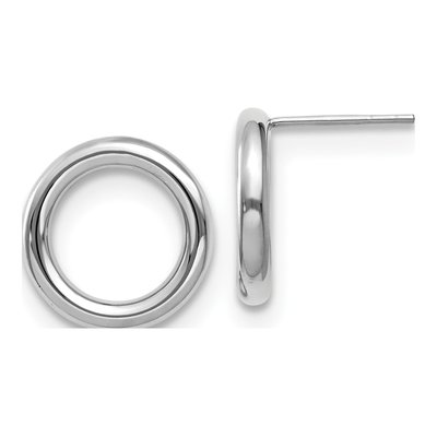 14K White Gold Circle Dangle Earrings
