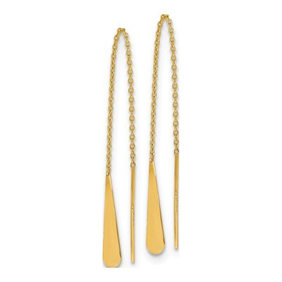 14K Yellow Gold Tear Threader Earrings – view 3