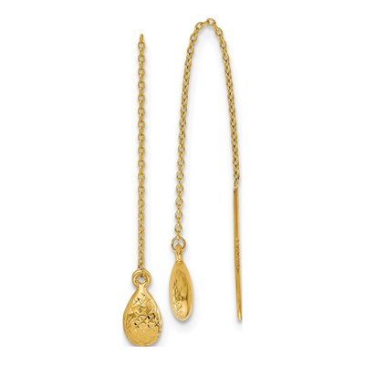 14K Yellow Gold Tear Threader Earrings