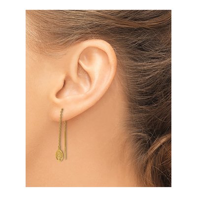 14K Yellow Gold Tree of Life Threader Earrings – view 4