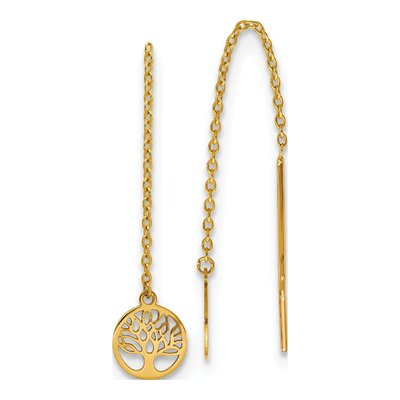 14K Yellow Gold Tree of Life Threader Earrings