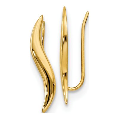 14K Yellow Gold Ear Climber Threader Earrings