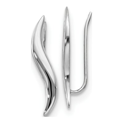 14K White Gold Ear Climber Threader Earrings