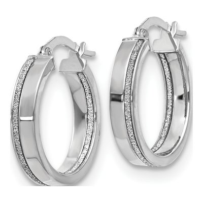 14K White Gold 20mm Glimmer Hoop Earrings – view 3