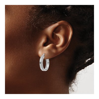 14K White Gold 20mm Glimmer Hoop Earrings – view 4