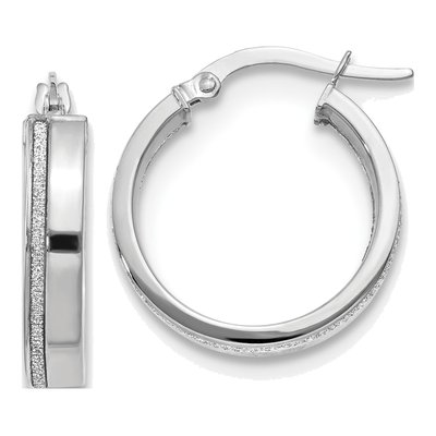 14K White Gold 20mm Glimmer Hoop Earrings