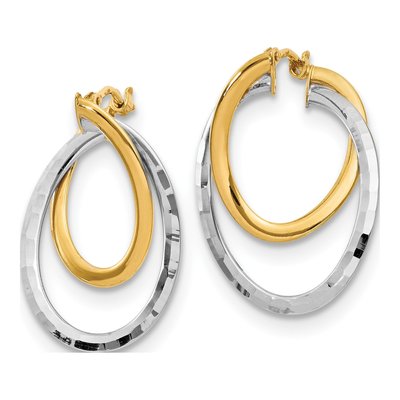 14K Yellow Gold Fancy Hoop Earrings – view 3