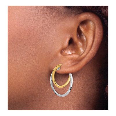 14K Yellow Gold Fancy Hoop Earrings – view 4