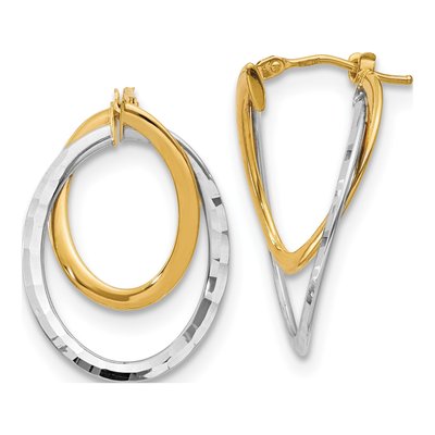 14K Yellow Gold Fancy Hoop Earrings