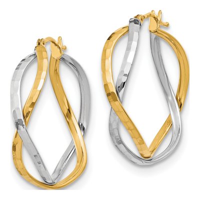 14K Yellow Gold 30mm Criss Cross Hoop Earrings – view 3