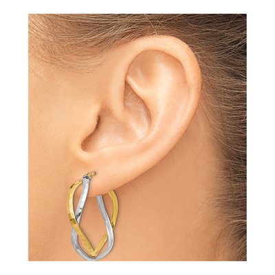 14K Yellow Gold 30mm Criss Cross Hoop Earrings – view 4