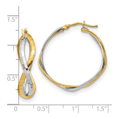 14K Yellow Gold 30mm Criss Cross Hoop Earrings – view 5
