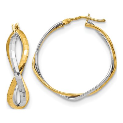 14K Yellow Gold 30mm Criss Cross Hoop Earrings
