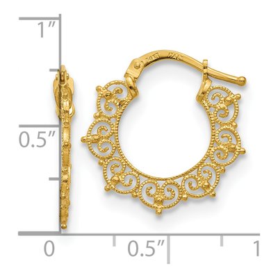 14K Yellow Gold Fancy Pattern Hoop Earrings – view 5