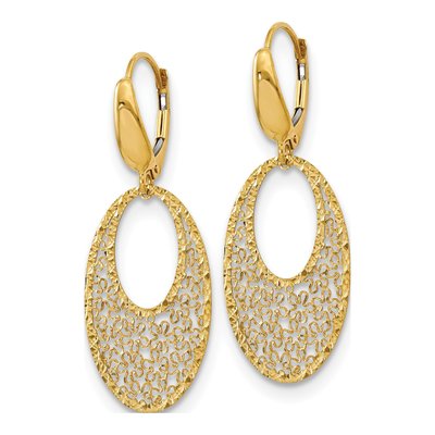 14K Yellow Gold Floral Leverback Earrings – view 3