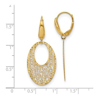 14K Yellow Gold Floral Leverback Earrings – view 5