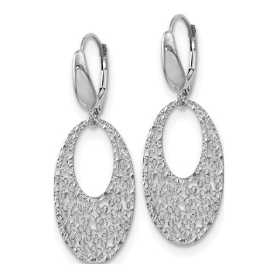 14K White Gold Floral Leverback Earrings – view 3