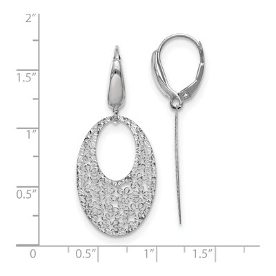 14K White Gold Floral Leverback Earrings – view 5