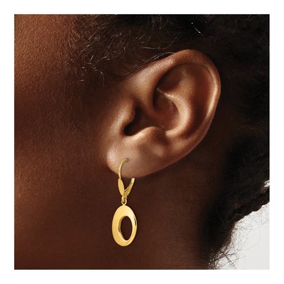 14K Yellow Gold Hollow Circle Leverback Earrings – view 5