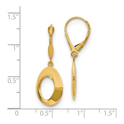 14K Yellow Gold Hollow Circle Leverback Earrings – view 6